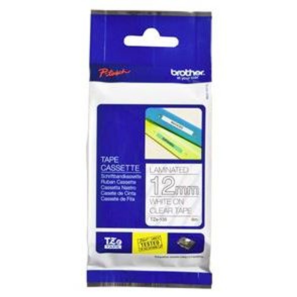 TZE135 - Brother TZe-135 12mm x 8m White on Clear Tape
