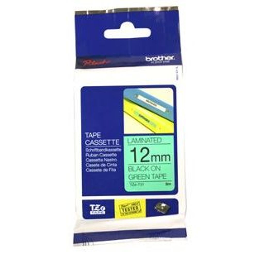 TZE731 - Brother TZe-731 12mm x 8m Black on Green Tape