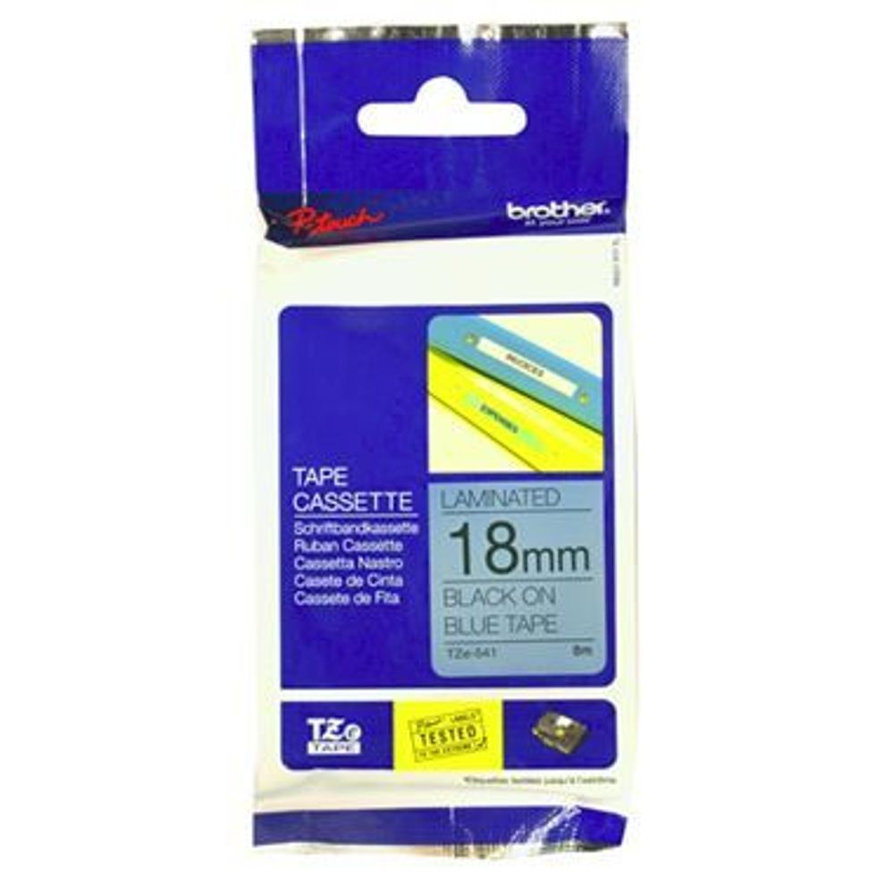 TZE541 - Brother TZe-541 18mm x 8m Black on Blue Tape