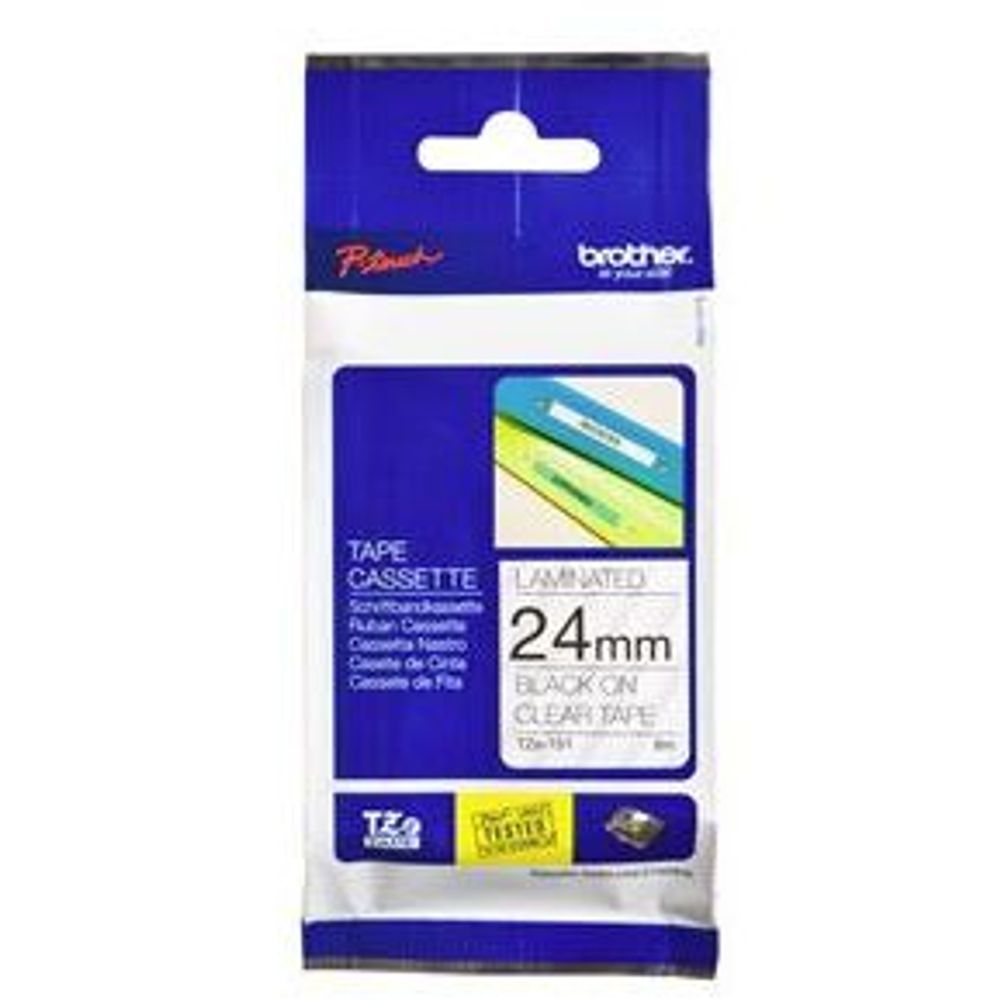 TZE151 - Brother TZe-151 24mm x 8m Black on Clear Tape