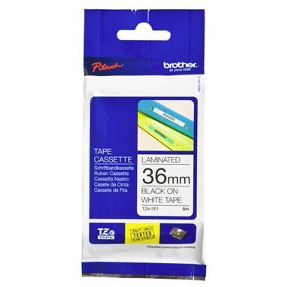 TZE261 - Brother TZe-261 36mm x 8m Black on White Tape