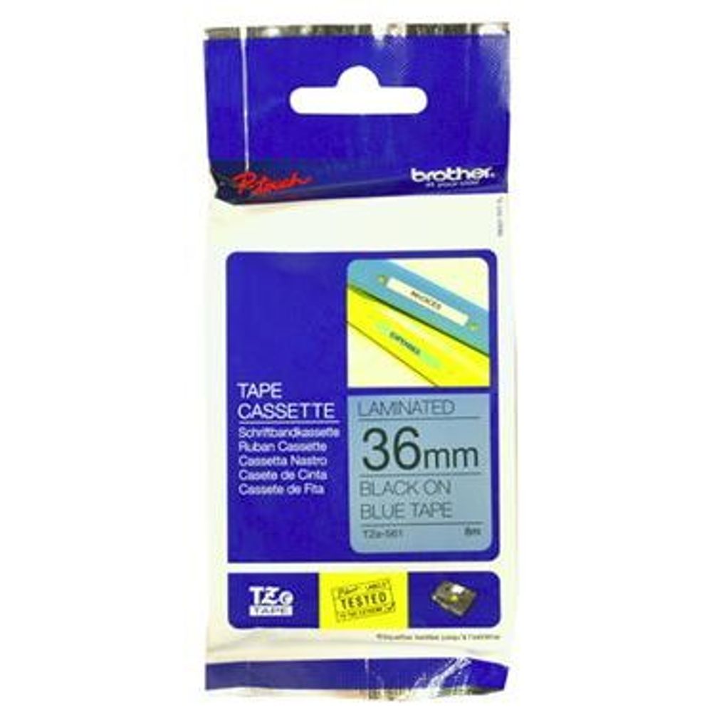 TZE561 - Brother TZe-561 36mm x 8m Black on Blue Tape