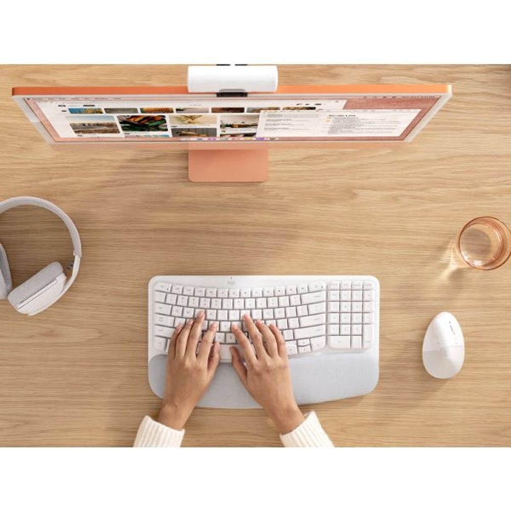 920-012411 - Logitech Wave Keys Wireless Ergonomic Keyboard for Mac - Off White