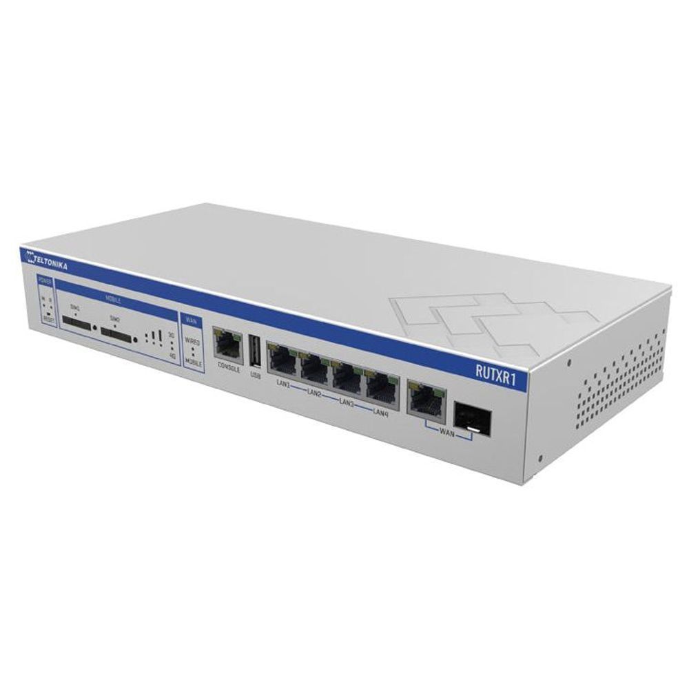 Teltonika RUTXR1 Rack Mountable Gigabit 4G/LTE Cat6 Dual SIM Cellular Router with SFP and Redundant Power Supply