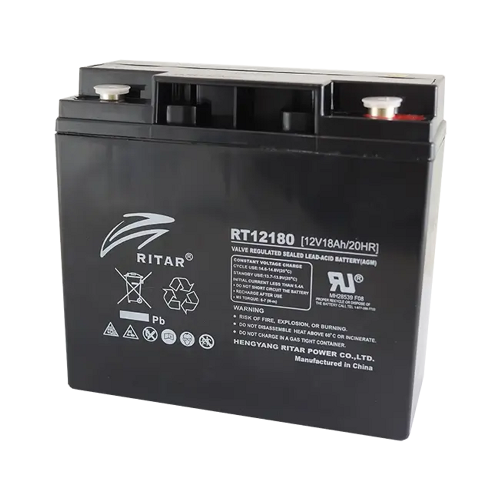 RT12180F3 - Ritar - 12VDC 18Ah Sealed Lead Acid Battery - F3 Terminals