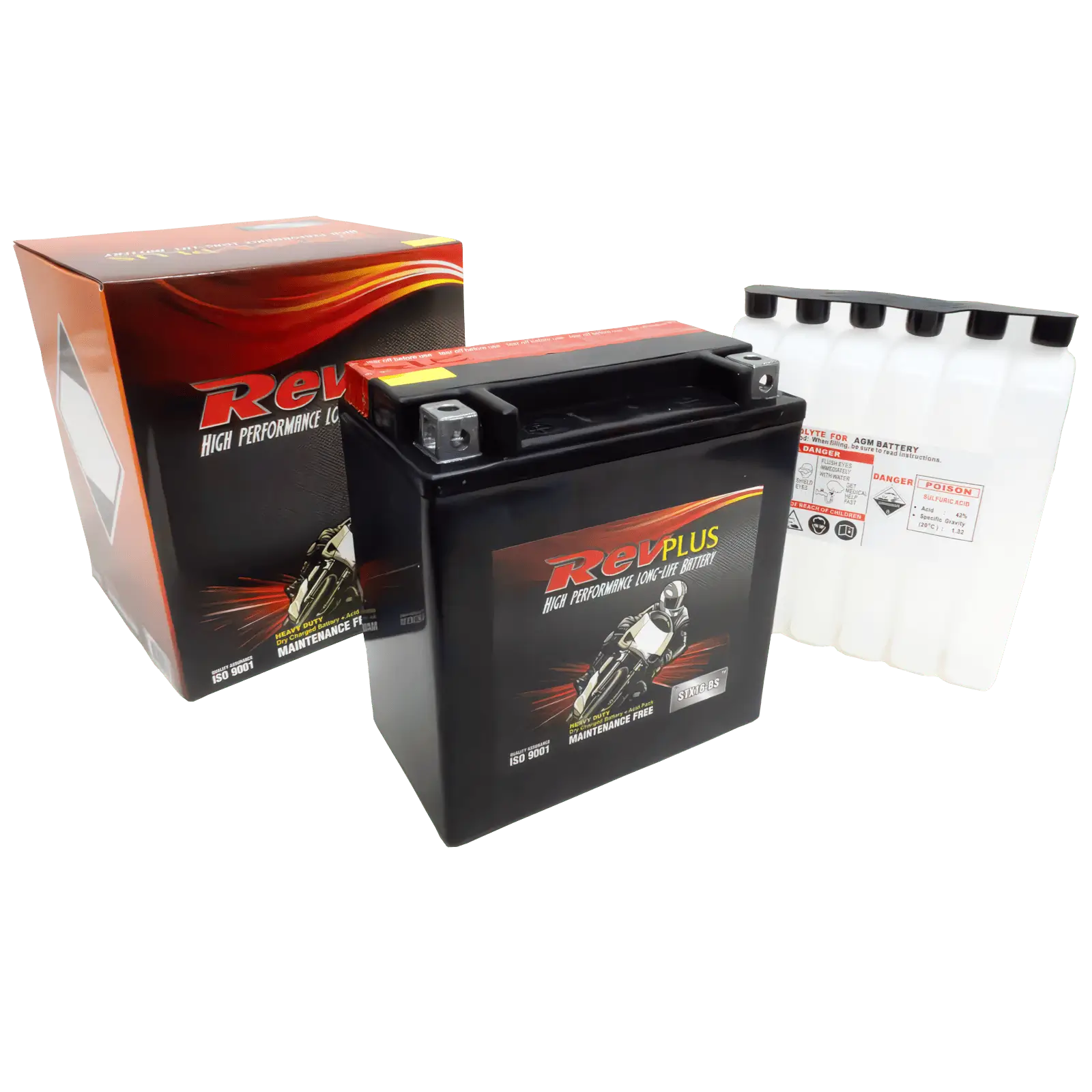 STX16-BS - RevPlus Motorcycle Battery 12V 14Ah