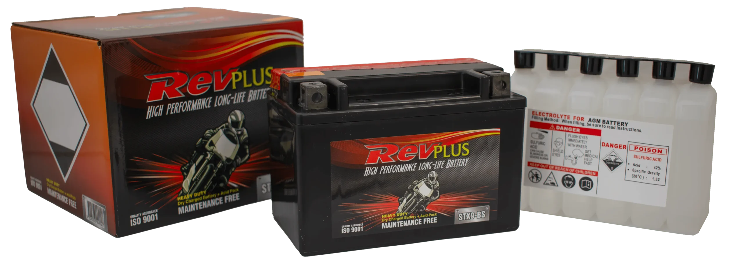 STX9-BS - RevPlus Motorbike Battery 12V 8Ah