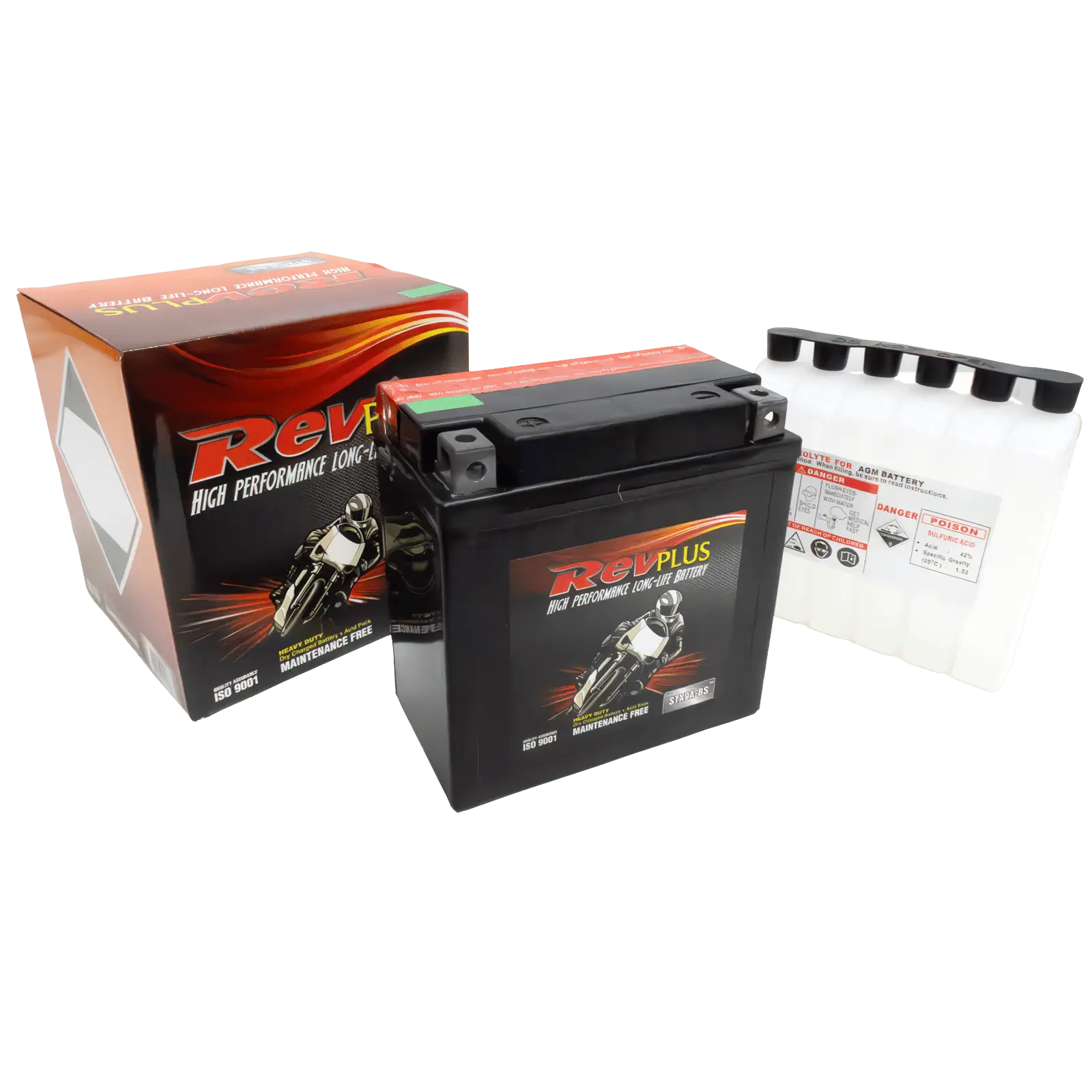STX9A-BS - Revplus Motorbike Battery 12V 9Ah