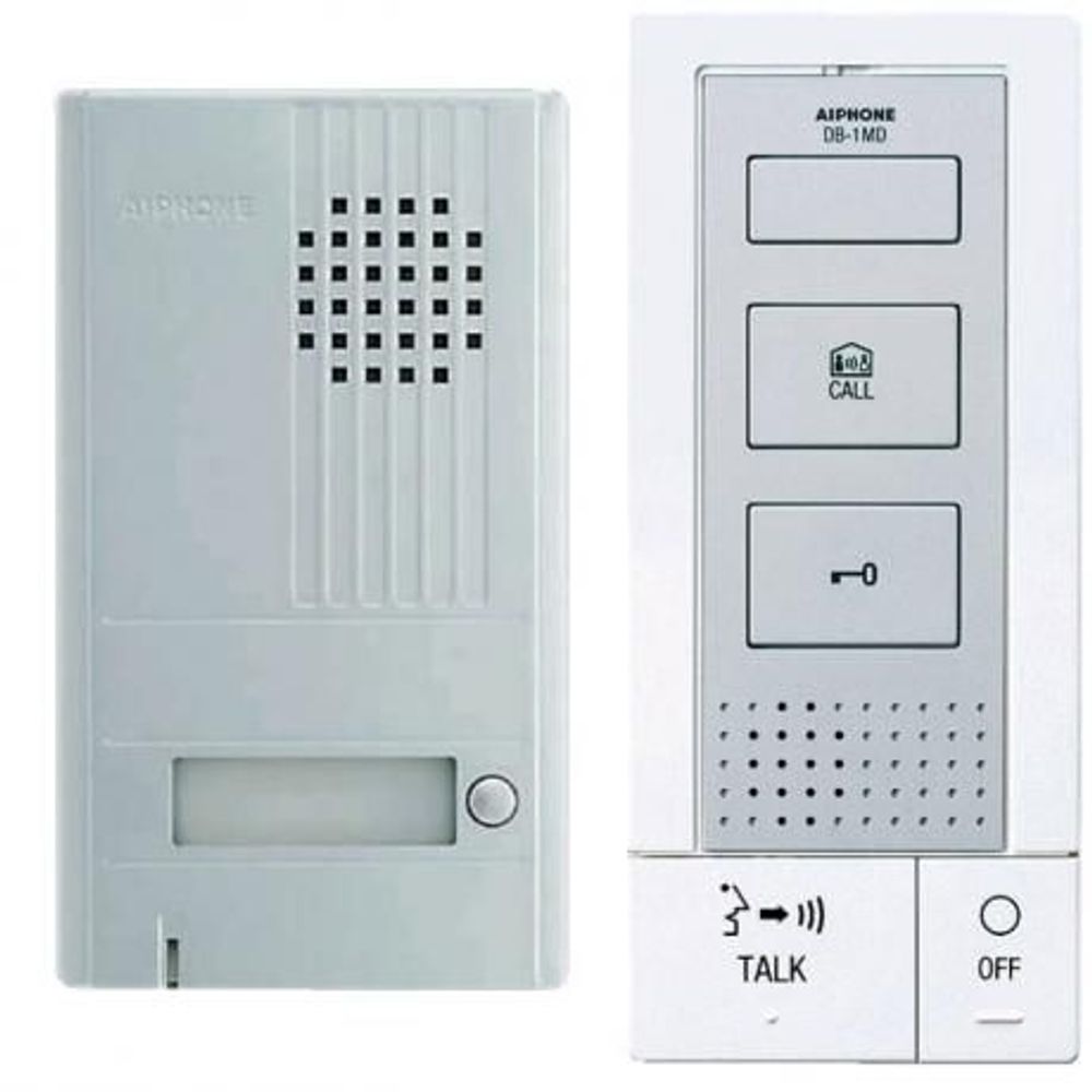 DBS-1AK - Aiphone Intercom Kit comprising DB1MD handsfree master station and single call door station (Silver)