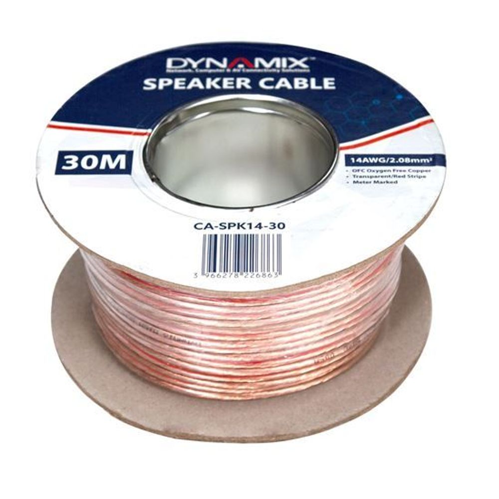 14AWG/2.08mm Speaker Cable, OFC 51/025BCx2C, Clear PVC Insulation 2.08mm Speaker Cable Clear PVC - 30m