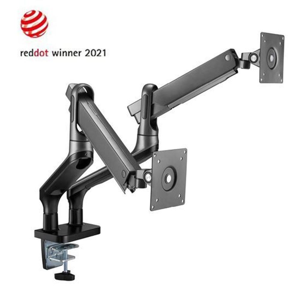 BRATECK 17''-32'' Premium Aluminium Dual Spring-Assisted Desk Mount Monitor Arm. Supports VESA up to 100x100