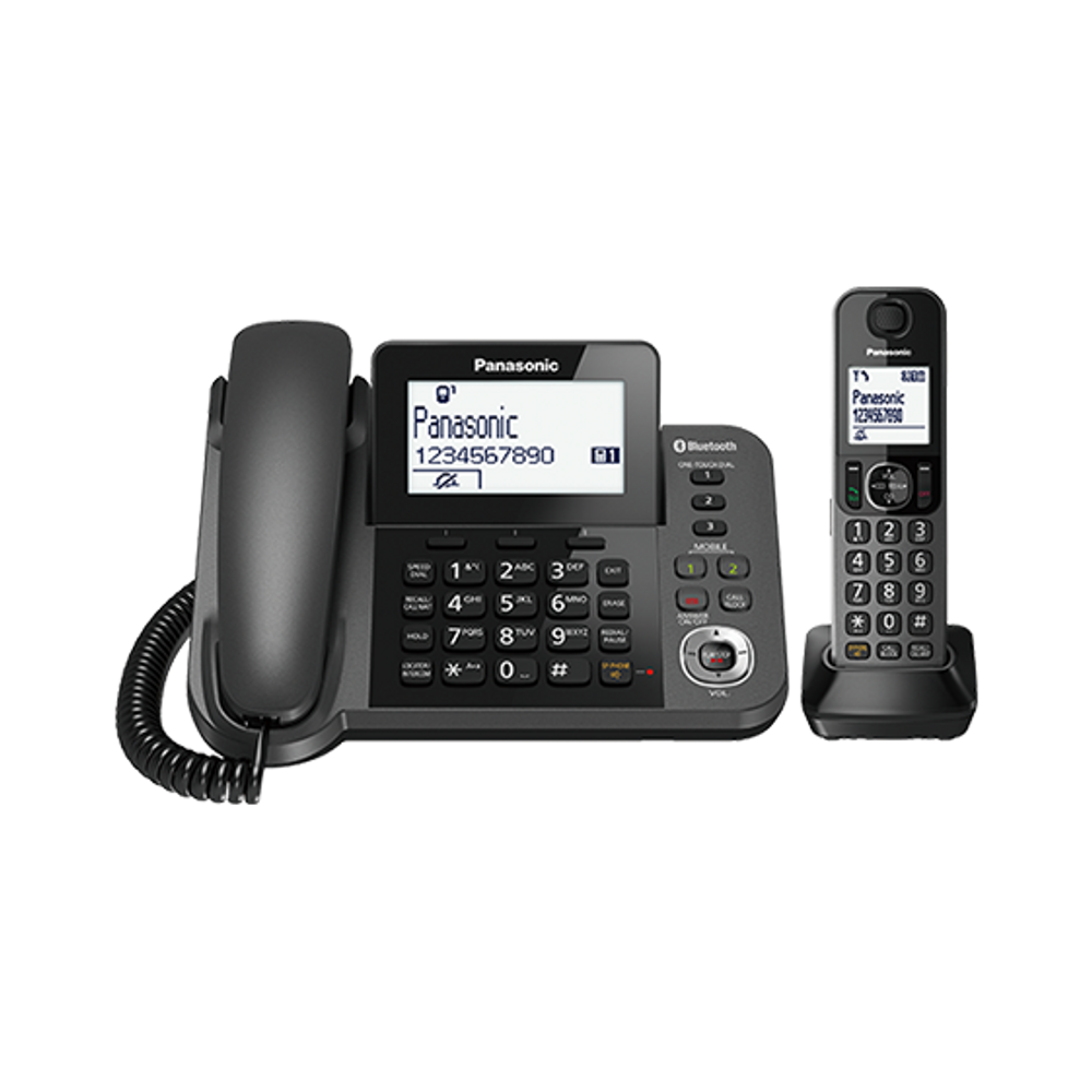 Panasonic KX-TGF380AZM Dual Corded/Cordless Handset Black Black