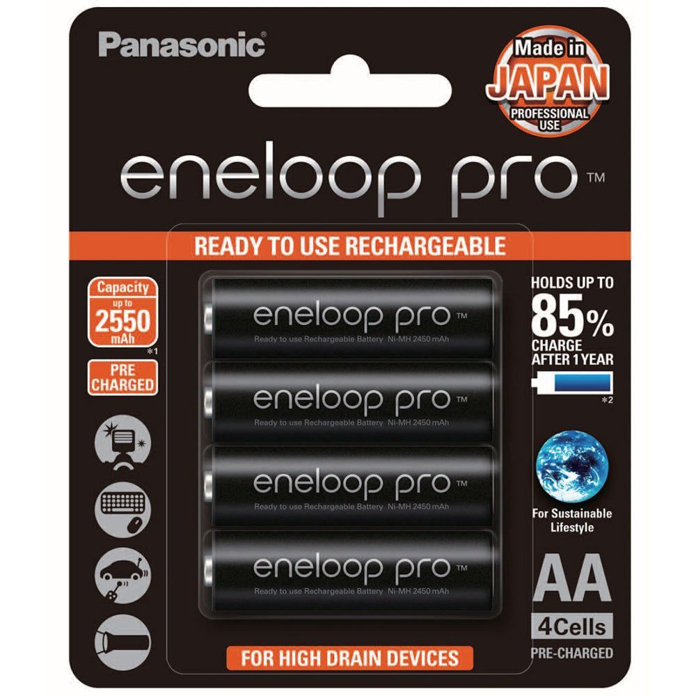 Panasonic BK-3HCCE-4BT Eneloop Pro AA Size Rechargeable Batteries 4pk