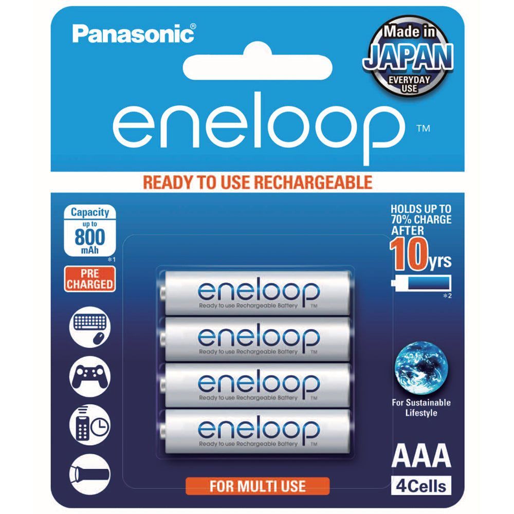 Panasonic BK-4MCCE-4BA Eneloop AAA Size Rechargeable Batteries 4pk