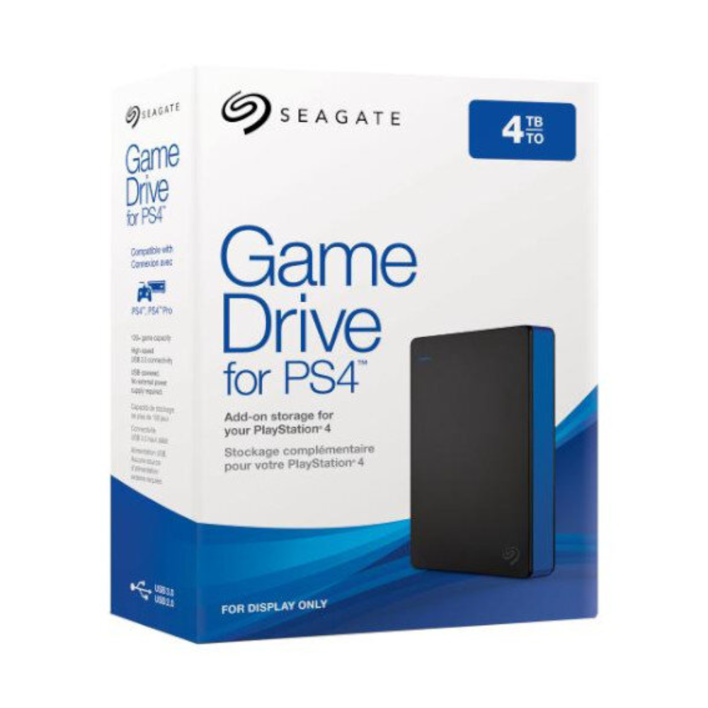 Seagate Game Drive STGD4000400 - PS4 4TB Portable Hard Drive - External - Black, Blue - USB 3.0