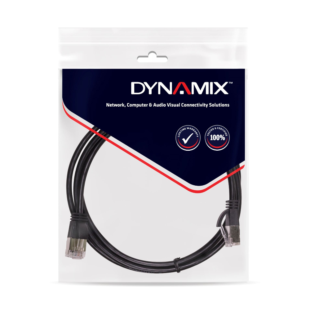 Dynamix PLK-C6A-0 - 0.5m Cat6 Black UTP Patch Lead (T568A Specification) 250MHz