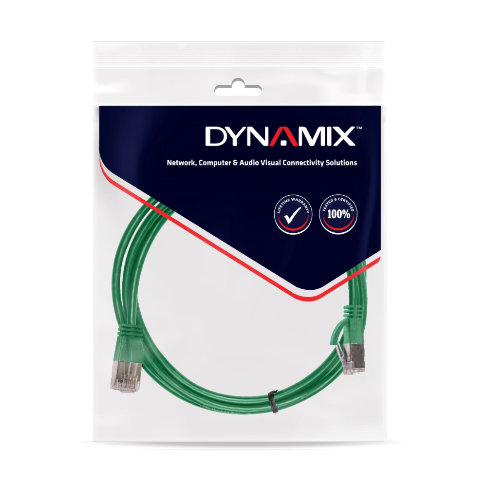 Dynamix PLG-C6A-0 - 0.5m Cat6 Green UTP Patch Lead (T568A Specification) 250MHz