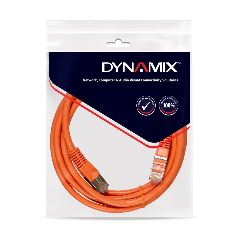 Dynamix PLO-C6A-3 - 3m Cat6 Orange UTP Patch Lead (T568A Specification) 250MHz
