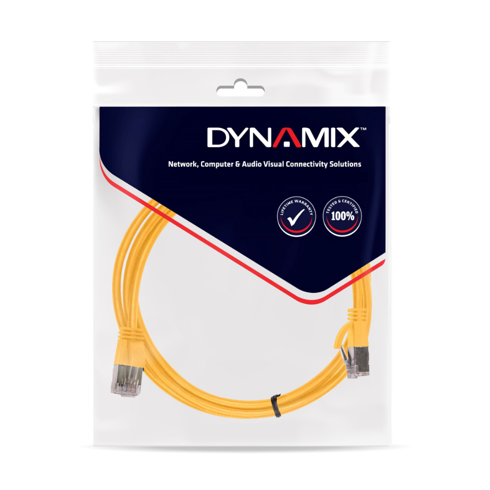 Dynamix PLY-C6A-10 - 10m Cat6 Yellow UTP Patch Lead (T568A Specification) 250MHz