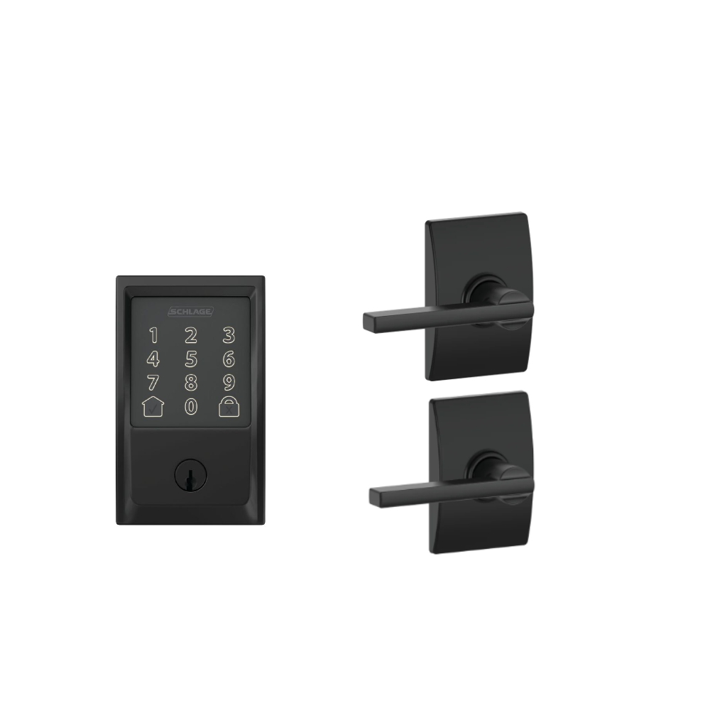 Schlage Encode - Smart Wi-Fi Deadbolt - Kitset Options available Encode Matt Black with Square Latitude Handles